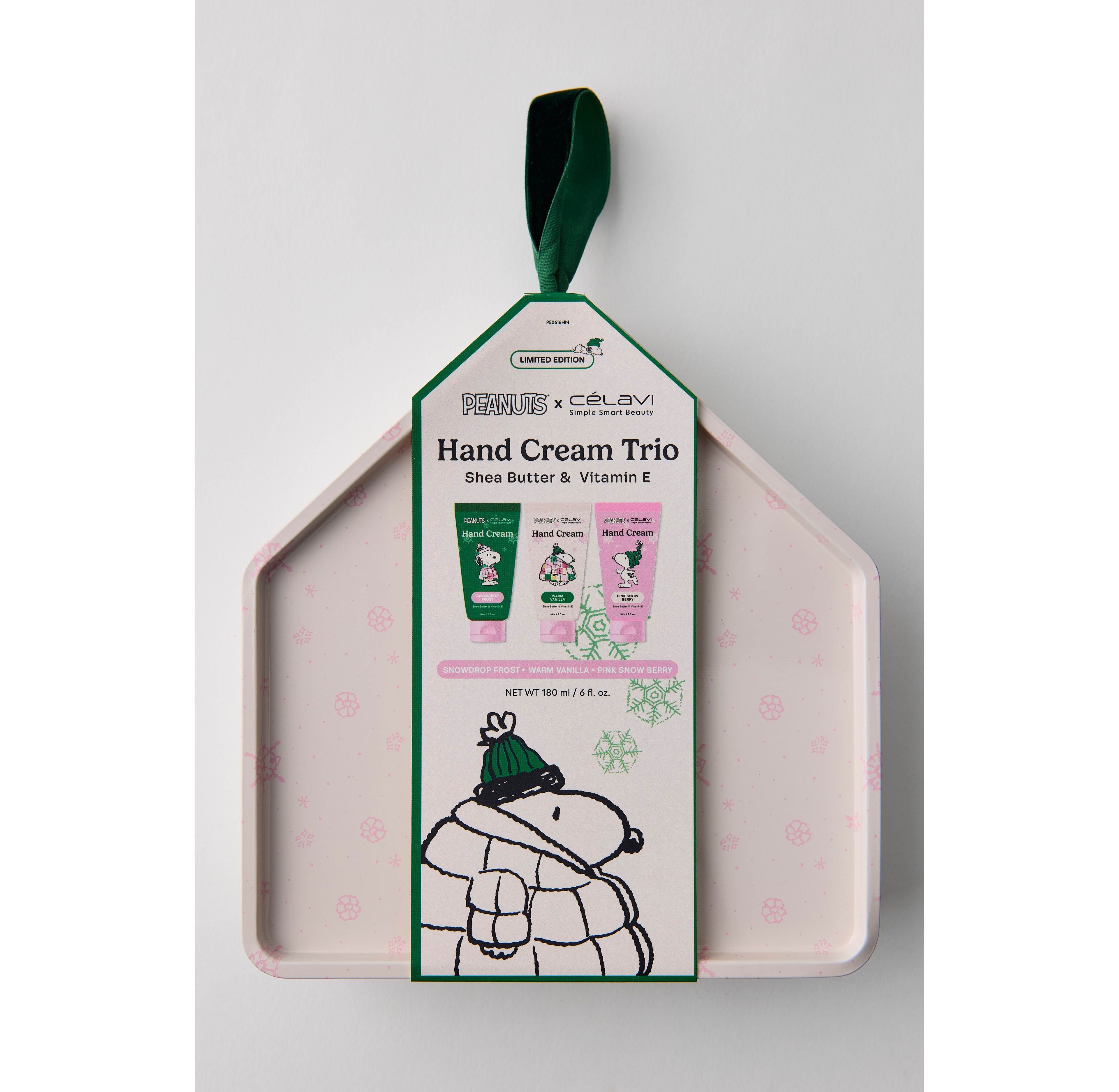 Célavi X Peanuts Limited Edition Hand Cream Trio Tin Gift Set