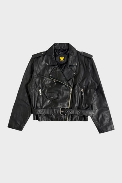 Vintage 1990's Cropped Leather Motorcycle Jacket