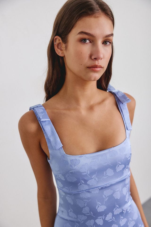 UO Cloud Nine Bow Shoulder Jacquard Satin Mini Dress #2