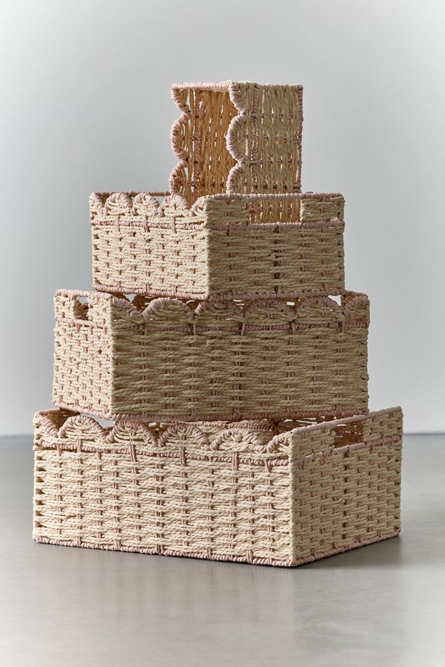 Saoirse Scalloped Paper Rope Nesting Storage Basket Set #1
