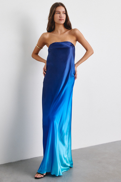 UO Celestial Ombre Satin Strapless Maxi Dress