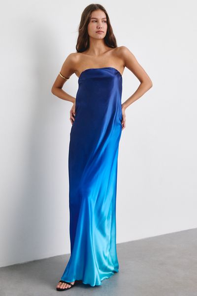 UO Celestial Ombre Satin Strapless Maxi Dress