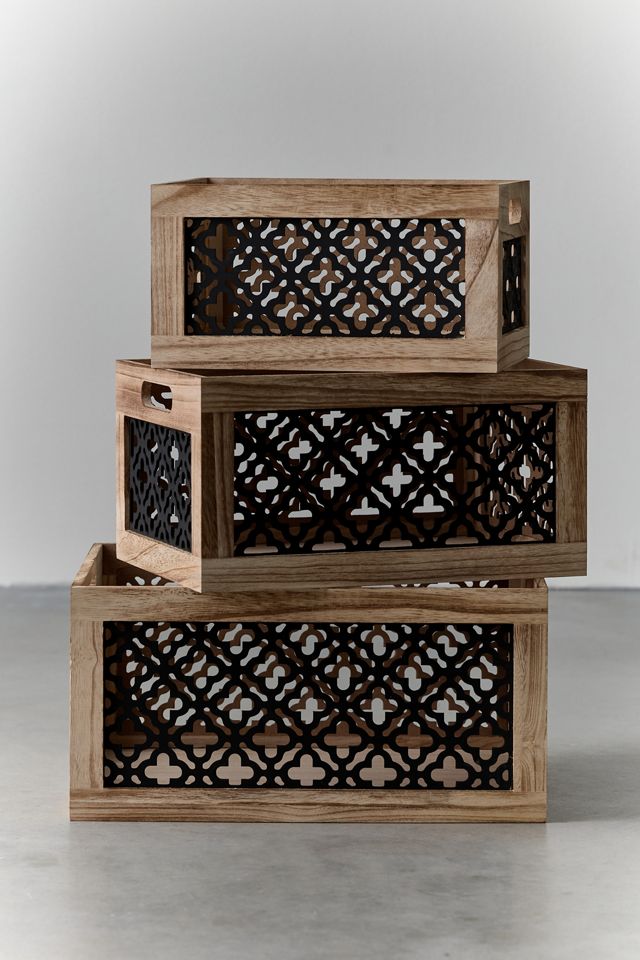 Winslow Wood Cutout Nesting Storage Basket Set #1