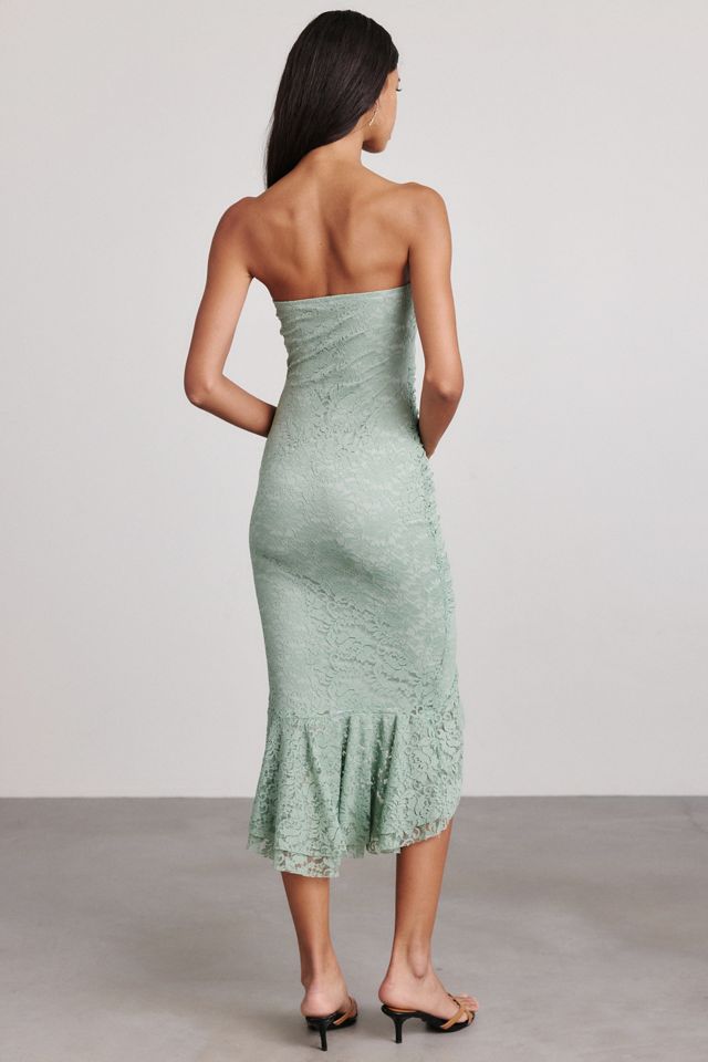 UO Moonlit Asymmetric Lace Trim Strapless Midi Dress #3