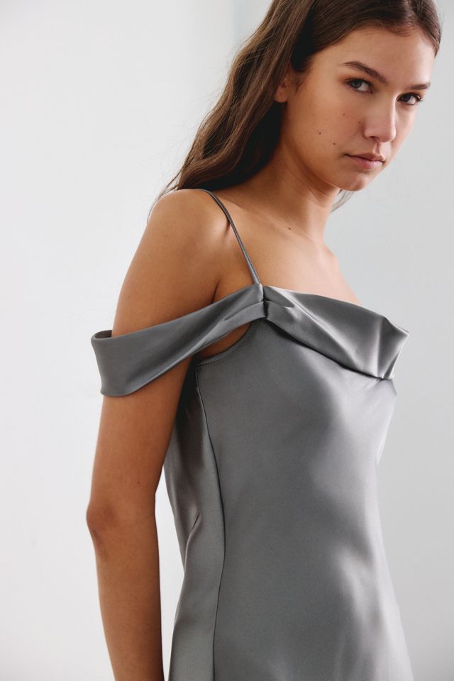 UO Petal Chrome Satin Cold Shoulder Mini Dress #2