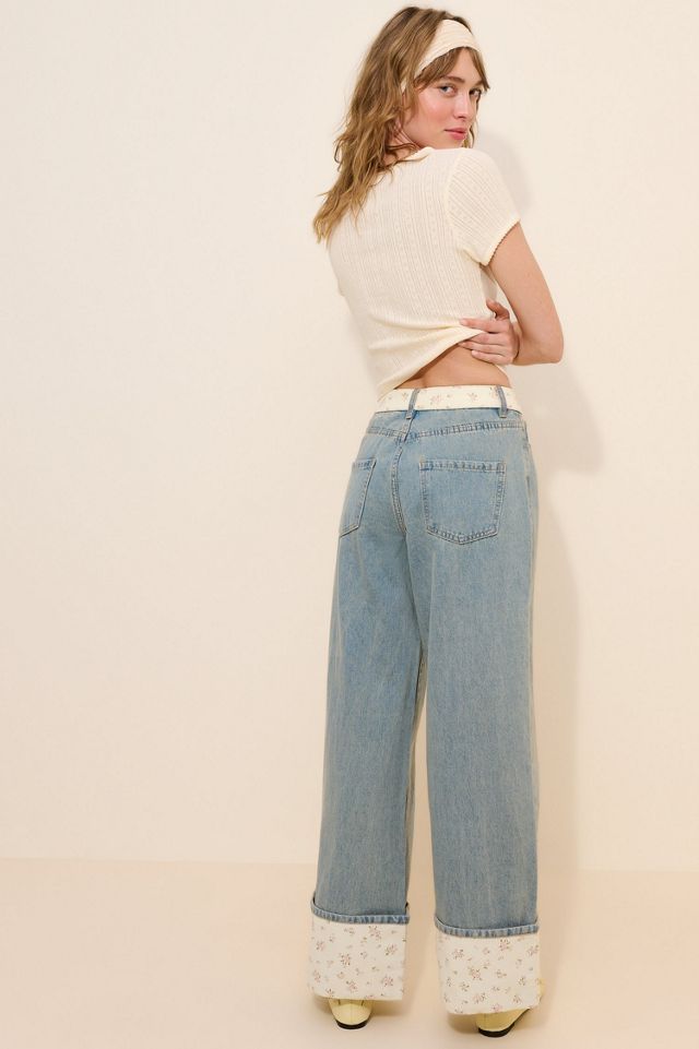 Daisy Street High Waisted Wide Leg Floral Jeans #1