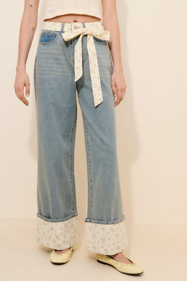 Daisy Street High Waisted Wide Leg Floral Jeans #2