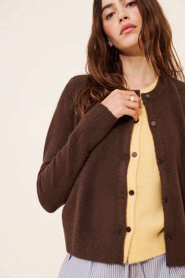 Cubic Crewneck Knit Button Up Twofer Cardigan #3