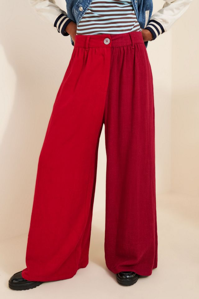 Fashion Brand Company 2 Tone Thick Linen Blend Wide Leg Pant #2