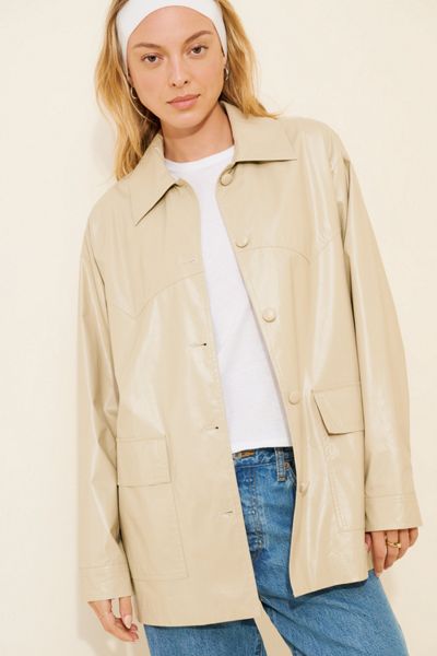4SI3NNA Vegan Leather Shirt Jacket