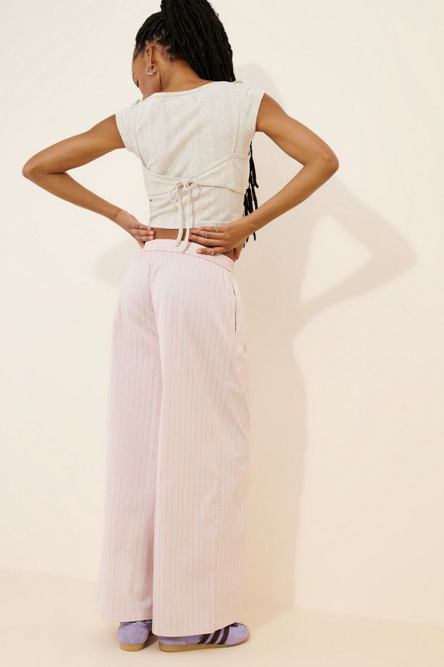 Cubic Pleated Striped Wide Leg Pants #1