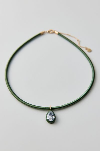 BaubleBar Lindsey Olive Green Crystal Collar Necklace