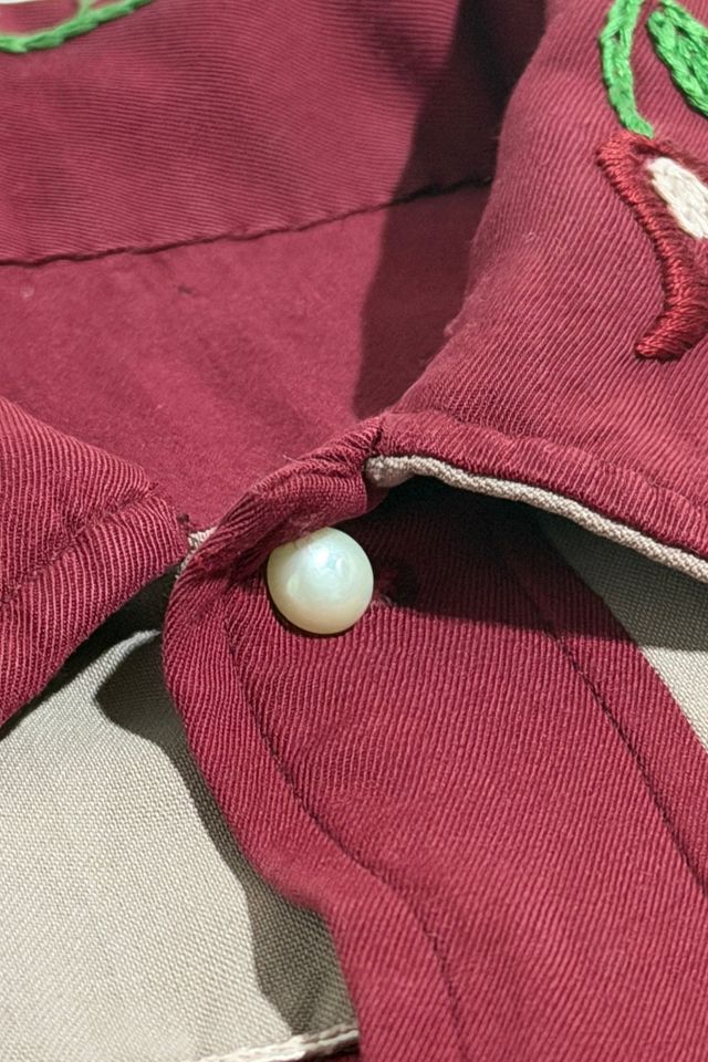 Vintage 1940's Worn Chainstitched Pearl Button Western Shirt #4