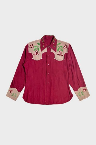 Vintage 1940's Worn Chainstitched Pearl Button Western Shirt