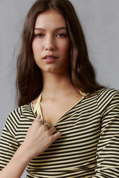 Lioness Blooming Striped Half-Sleeve Boatneck Tee