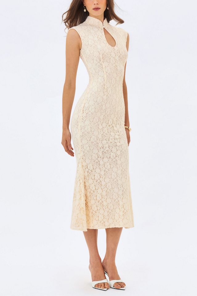 Miss Circle Garcelle Brushed Lace Keyhole Mermaid Midi Dress #3