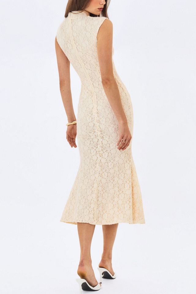 Miss Circle Garcelle Brushed Lace Keyhole Mermaid Midi Dress #4