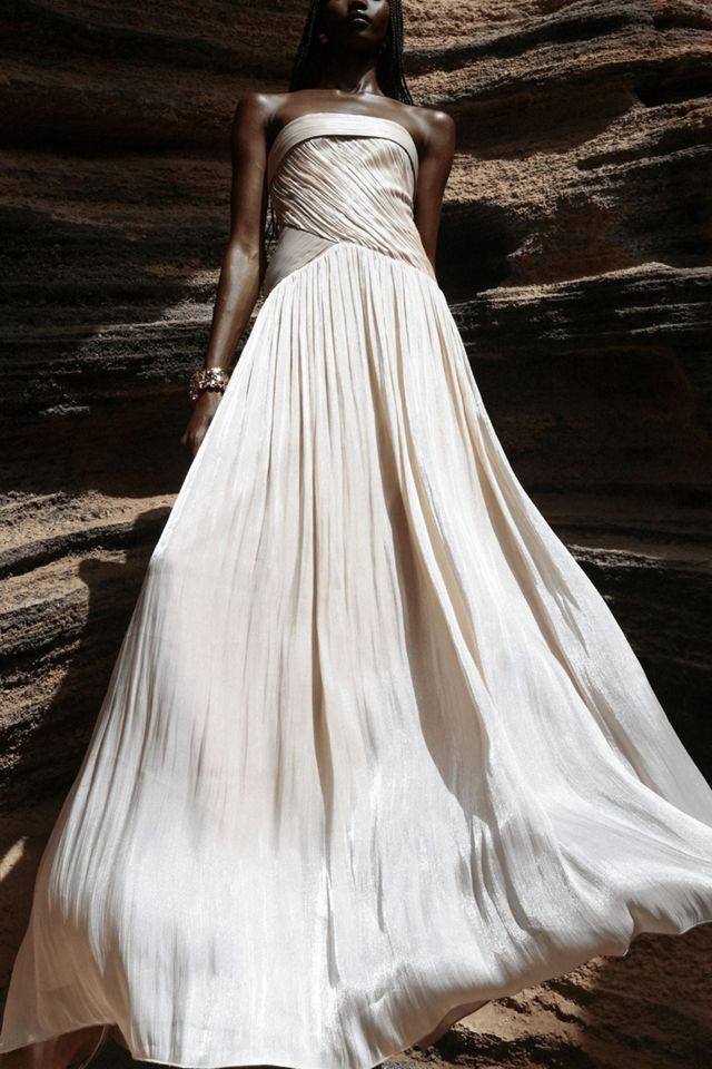 Miss Circle Olivine Crystal Organza Strapless Maxi Dress #1