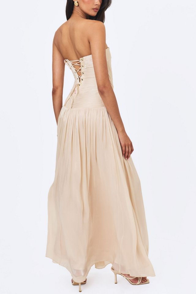 Miss Circle Olivine Crystal Organza Strapless Maxi Dress #4