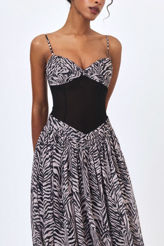 Miss Circle Onora Zebra Print Chiffon Dipped Waist Maxi Dress #1
