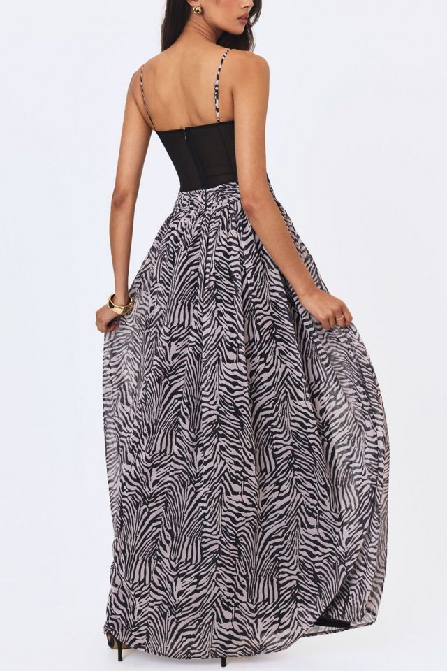 Miss Circle Onora Zebra Print Chiffon Dipped Waist Maxi Dress #4