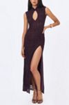 Miss Circle Riona Burnout Velvet Mesh Keyhole Maxi Dress