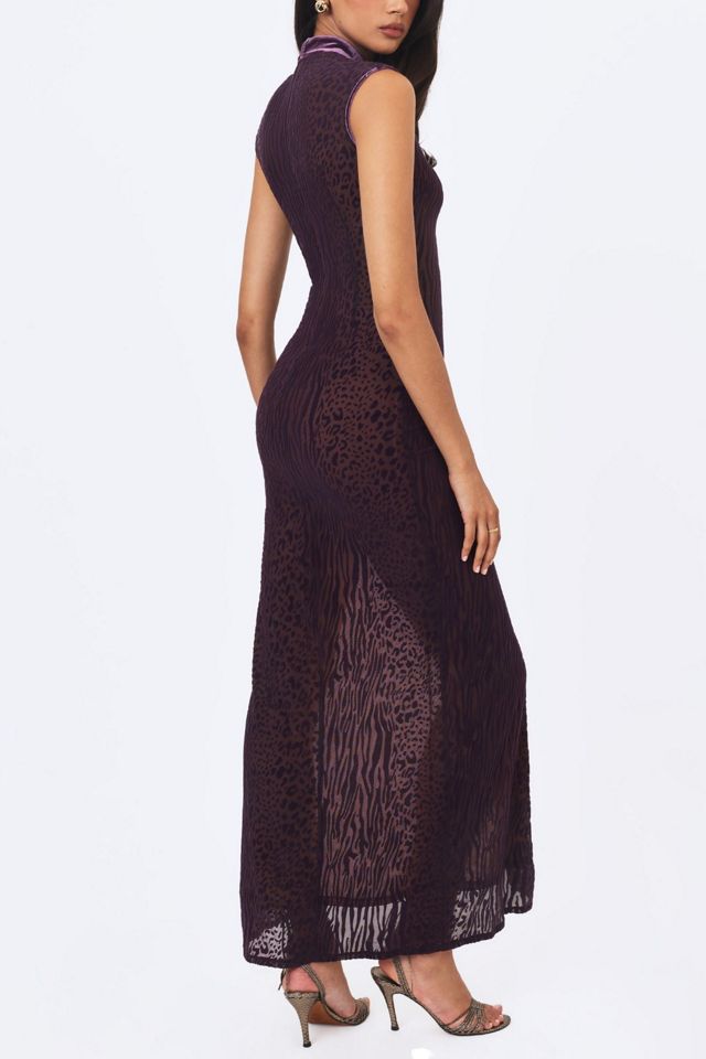 Miss Circle Riona Burnout Velvet Mesh Keyhole Maxi Dress #4