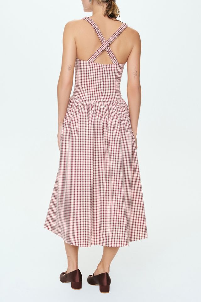 For Love & Lemons Annie Gingham Corset Midi Dress #1
