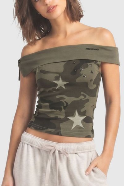 Aelfric Eden Studded Off-The-Shoulder Top