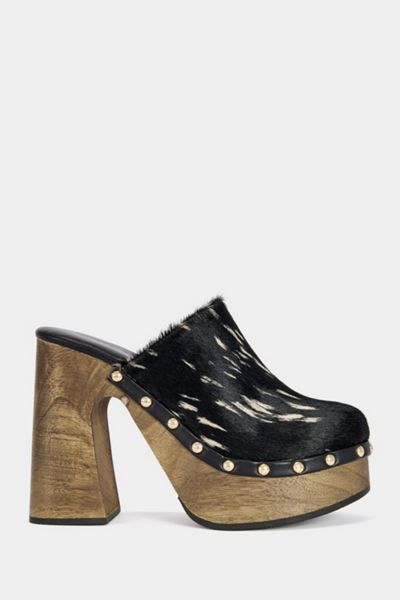 Azalea Wang Picard Animal Print Heeled Clog