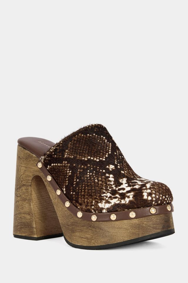 Azalea Wang Picard Snake Print Heeled Clog #1
