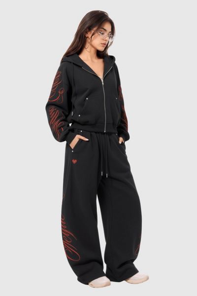Aelfric Eden Boxy Script Embroidery Hoodie Sets