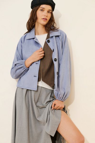 4SI3NNA Vegan-Suede Bubble Sleeve Jacket
