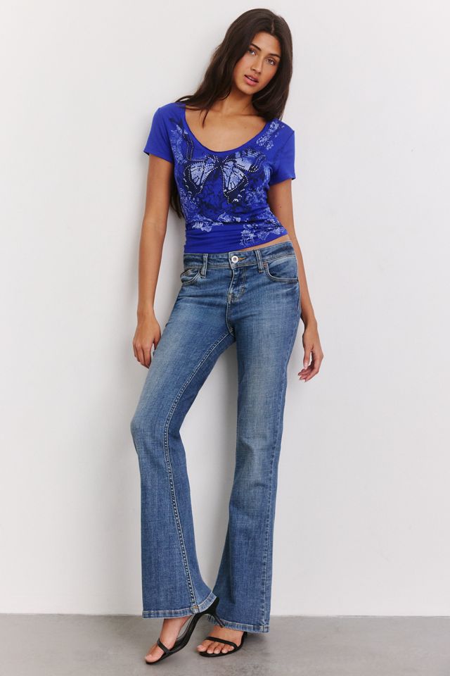 Butterfly Graphic Scoop Neck Baby Tee #2
