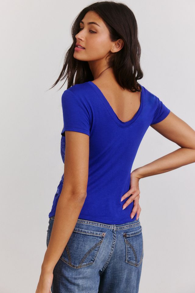 Butterfly Graphic Scoop Neck Baby Tee #3