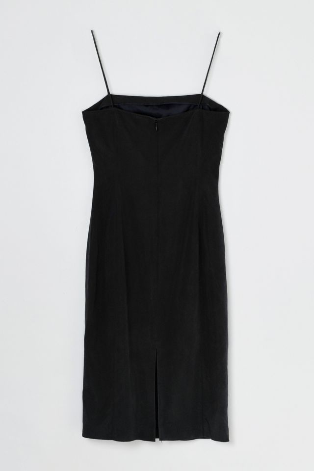 Vintage Y2k Paneled Black Silk Midi Dress #1