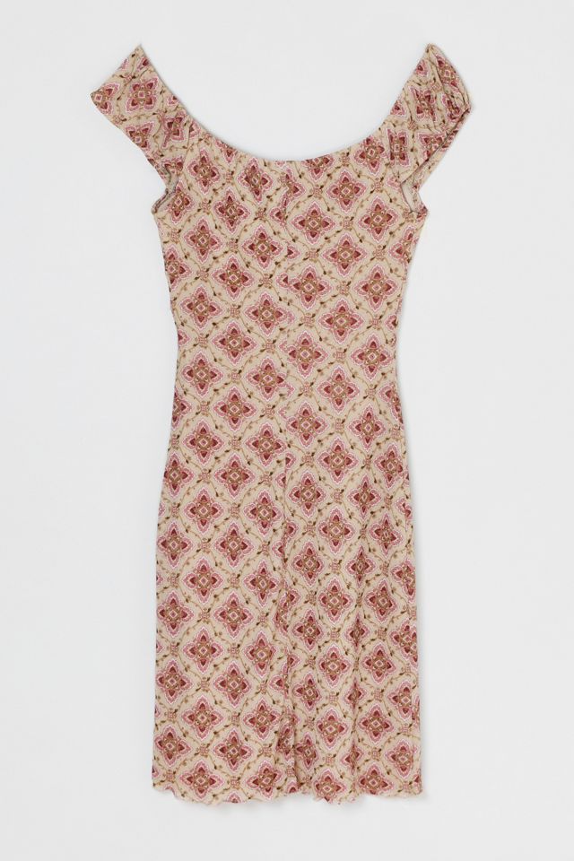 Vintage Y2k Tan & Pink Printed Mini Dress #1