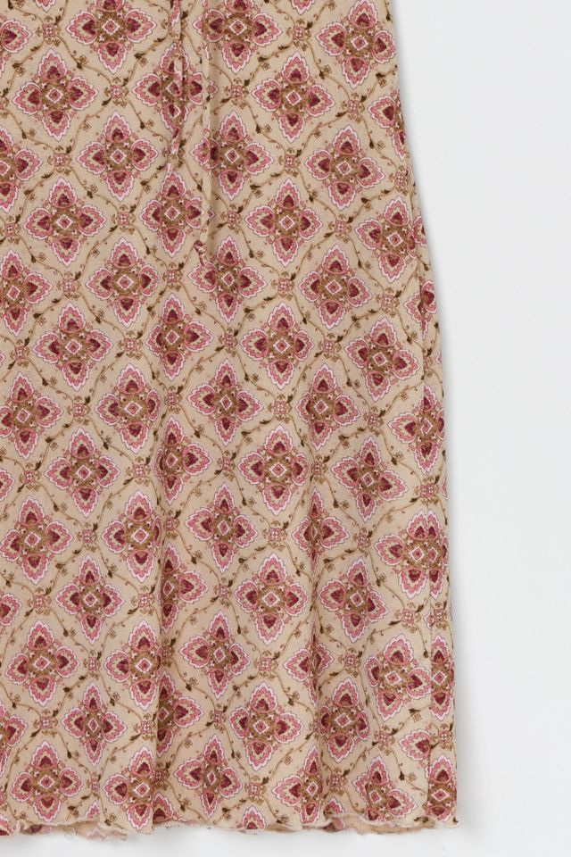 Vintage Y2k Tan & Pink Printed Mini Dress #3
