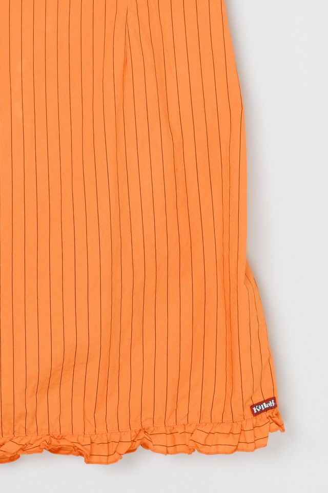 Vintage Y2k Orange Pinstriped Halter Mini Dress #3