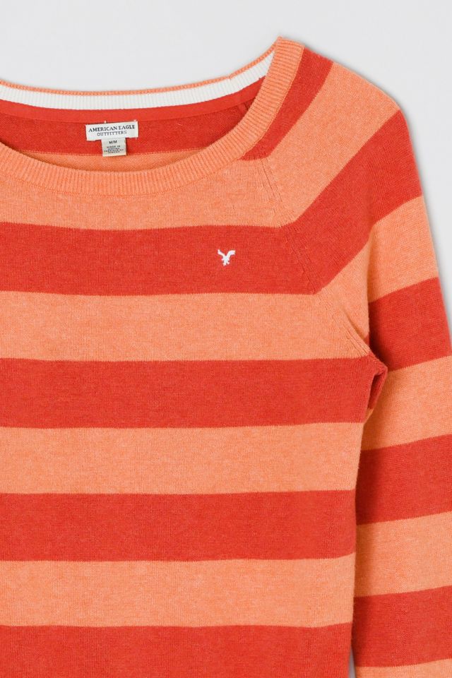 Vintage Y2k American Eagle Orange Striped Sweater #2