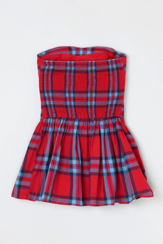 Vintage Y2k Plaid Strapless Mini Dress #1