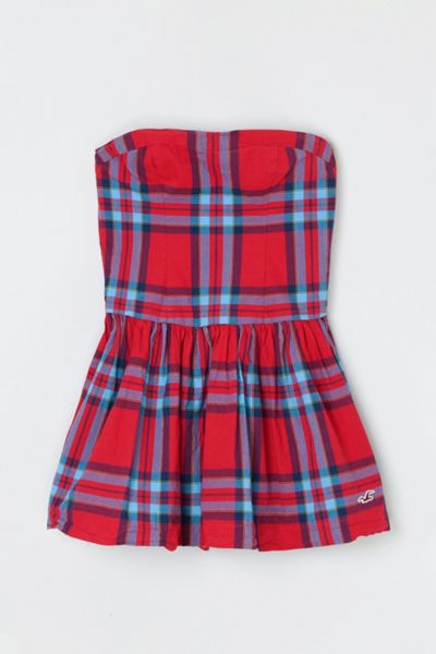 Vintage Y2k Plaid Strapless Mini Dress