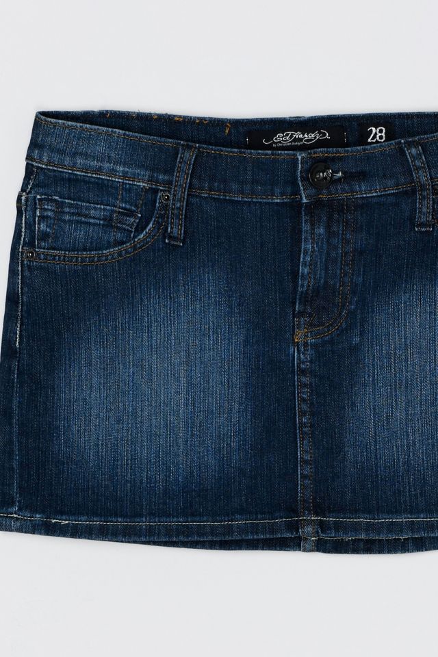 Vintage Y2k Ed Hardy Rhinestone Denim Mini Skirt #2