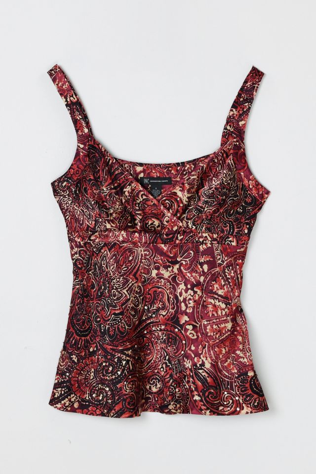 Vintage Y2k Dark Red Beaded Silk Top | Urban Outfitters