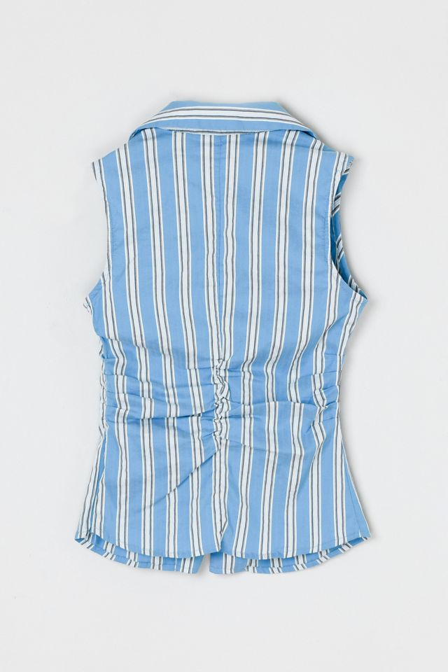 Vintage Y2k Blue Striped Collared Top #1