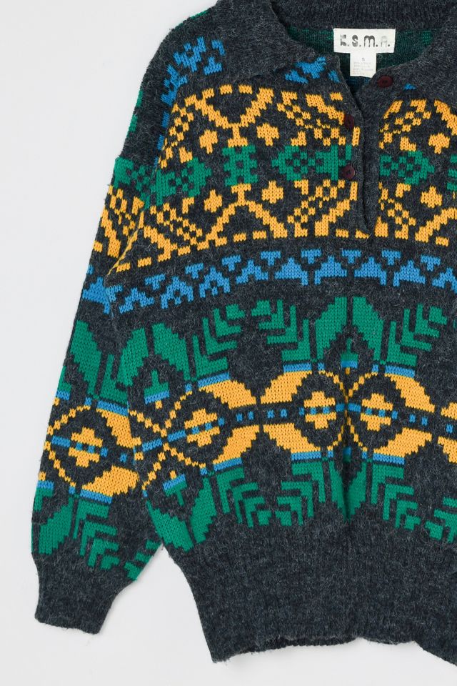 Vintage 90s Patterned Collar Sweater #2