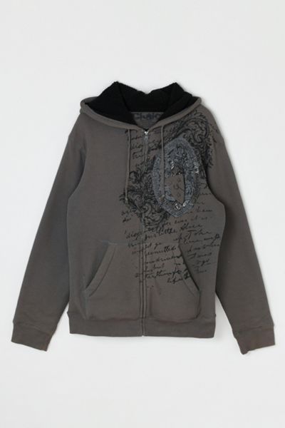 Vintage Y2k Fleece Lined Zip-Up Graphic Hoodie