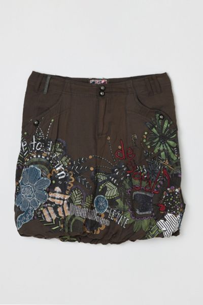 Vintage Y2k Desigual Embroidered Low-Rise Mini Skirt