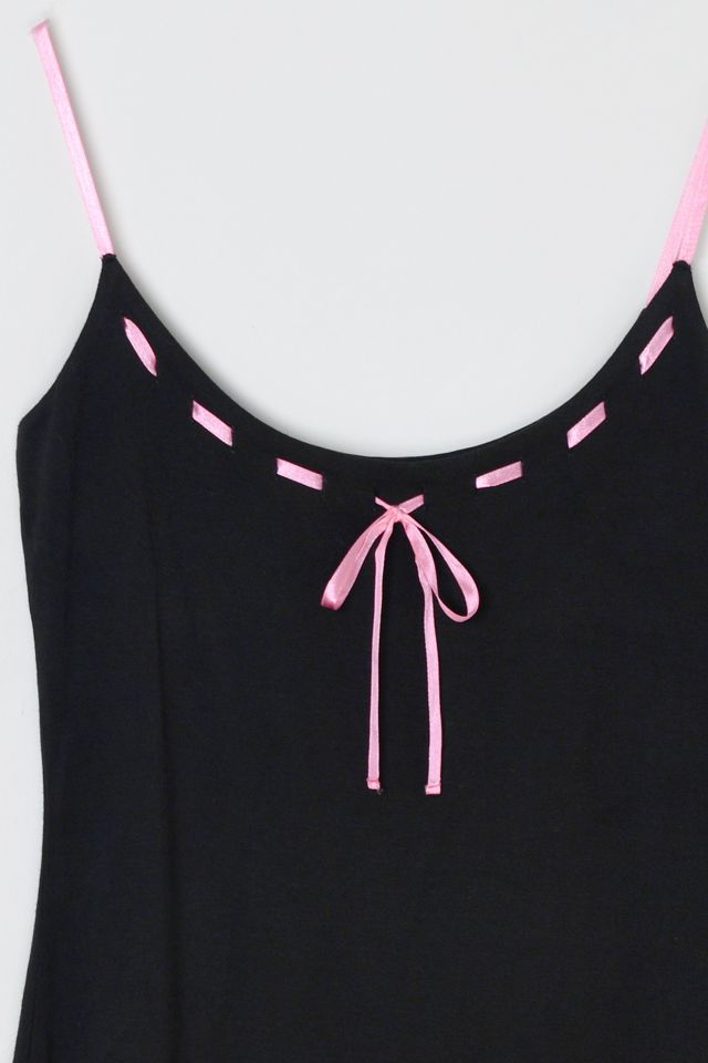 Vintage Y2k Black Midi Dress with Pink Ribbon #2