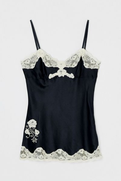 Vintage Y2k Lacy Black & Cream Silk Top
